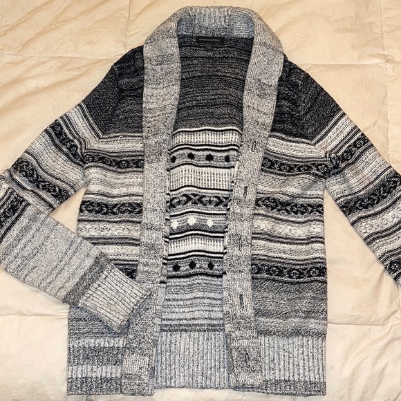 Banana Republic Sweaters - Banana Republic heavy wool cardigan. Small. Black and white. Merino wool. Cozy